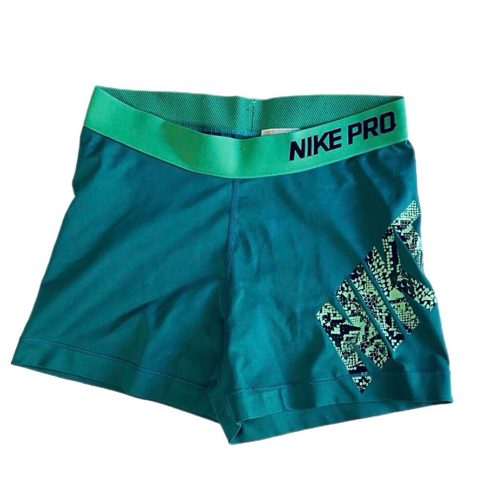 Nike Pro Dri-FIT Women’s Compression Training Shorts Medium Teal Green W Sz M